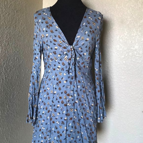 Xhiliration Blue Jean Floral Dress - Picture 1 of 3